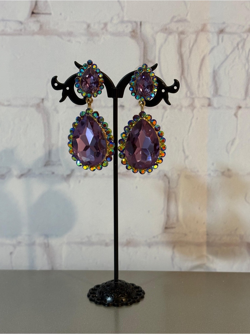 European design Purple Teardrop Crystal Drop Earrings - Brand Unspecified💜💜✨💫
